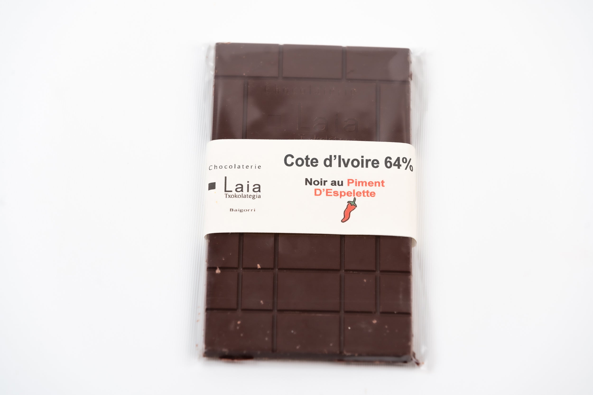 Tablette de chocolat noir 64% au Piment d'Espelette