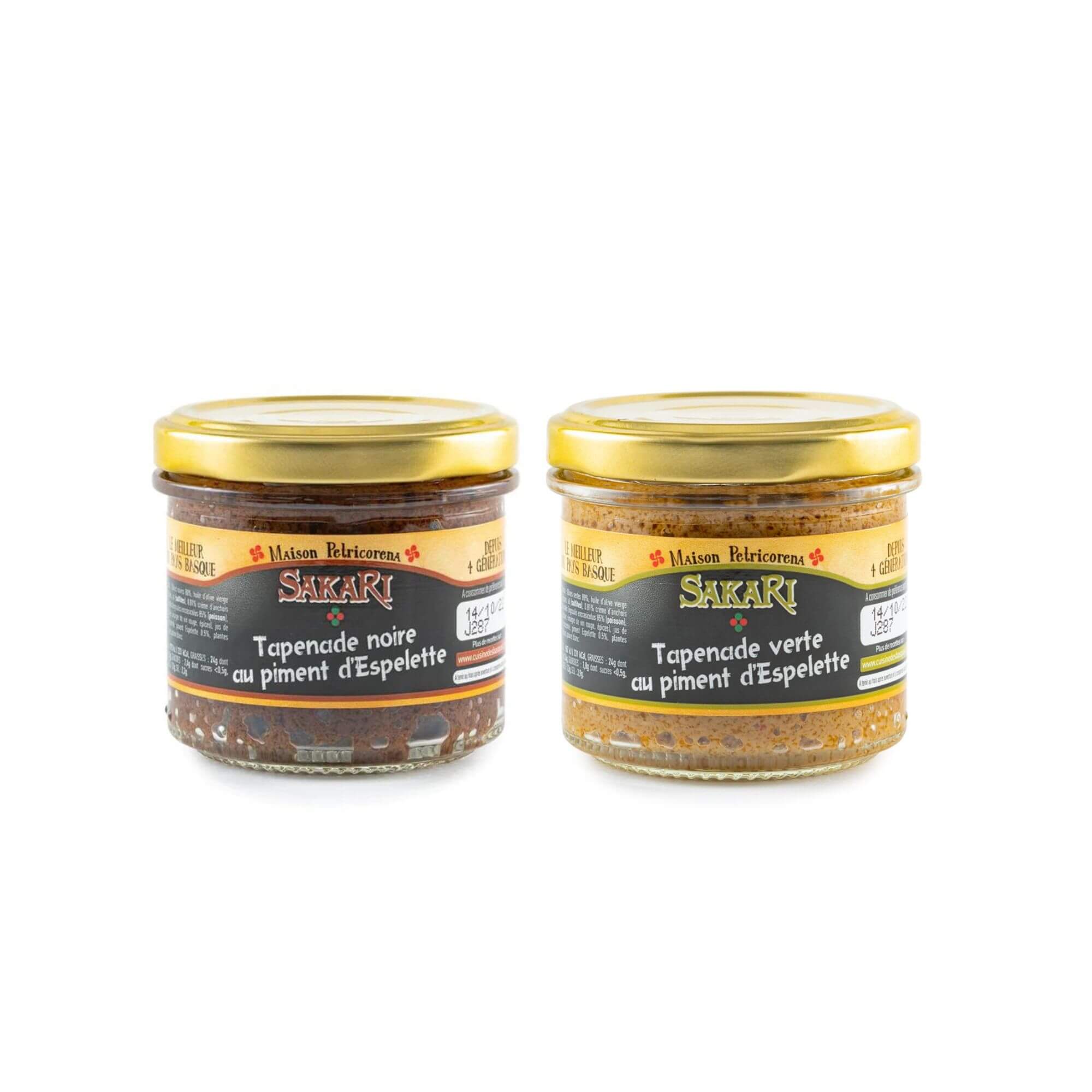 Duo de Tapenades Verte et Noire au Piment d'Espelette (2 x 90 g) DATE COURTE 10/26