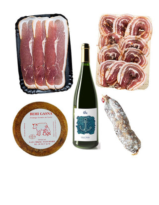 Le pack raclette : charcuteries, fromage et vin blanc Txakoli pour 4 personnes
