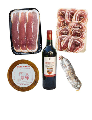 Pack raclette : charcuteries, fromage et vin rouge Etxekoa pour 4 personnes