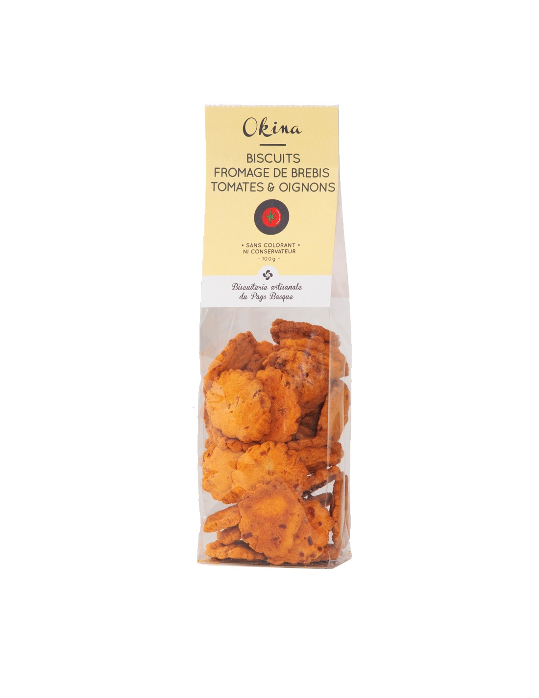 Sablés apéritifs Okina fromage de brebis, tomates, oignons