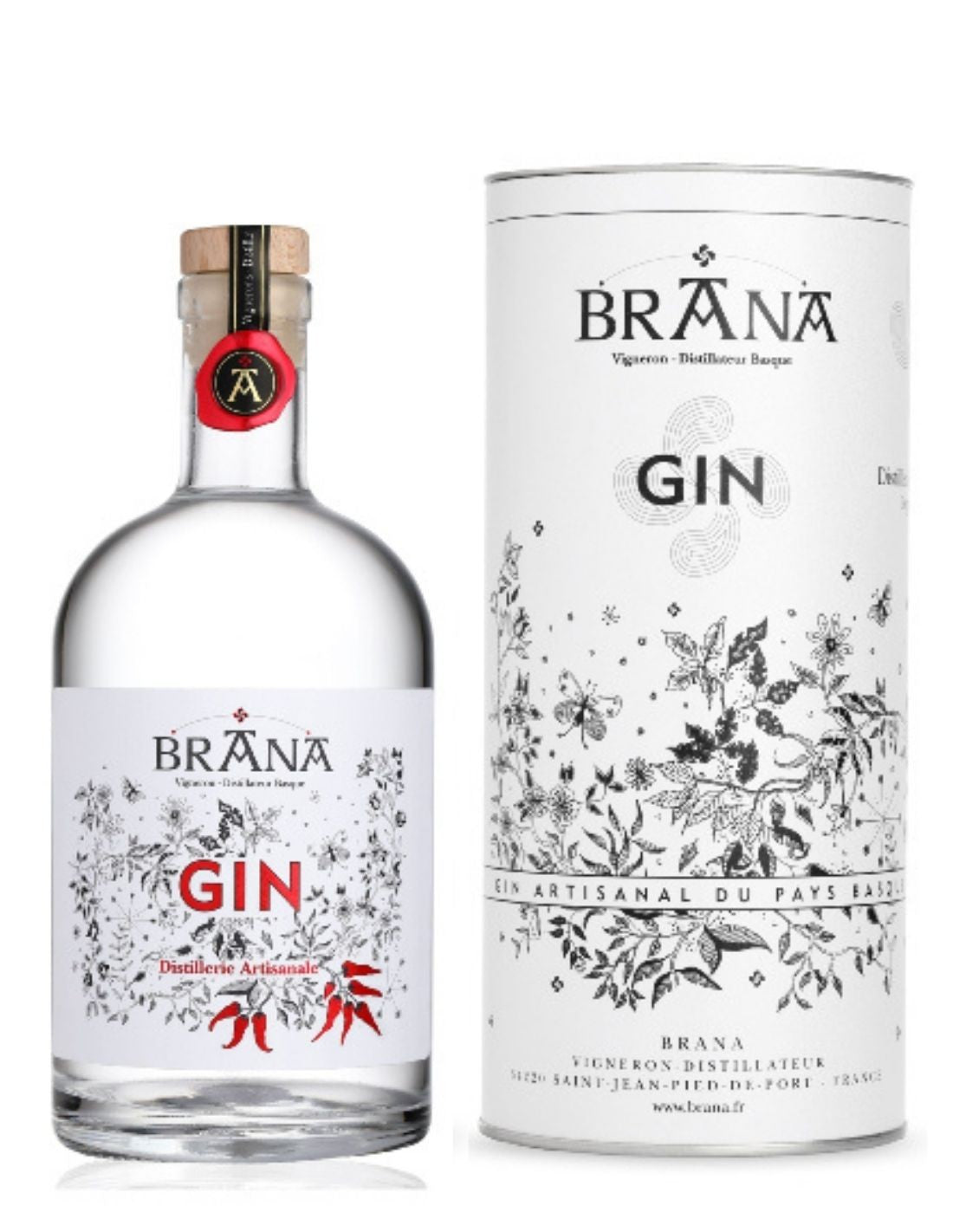 Gin artisanal au piment d'Espelette Brana 50 cl