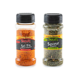 Assortiment table et cuisine : sel au piment d'Espelette et Saveurs 9 herbes