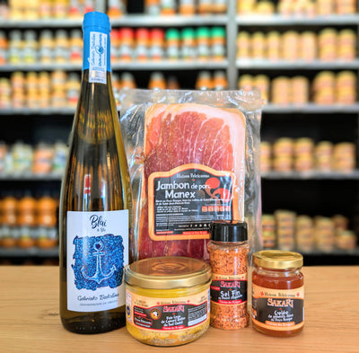 Coffret gourmand du Pays Basque avec foie gras et jambon Manex 