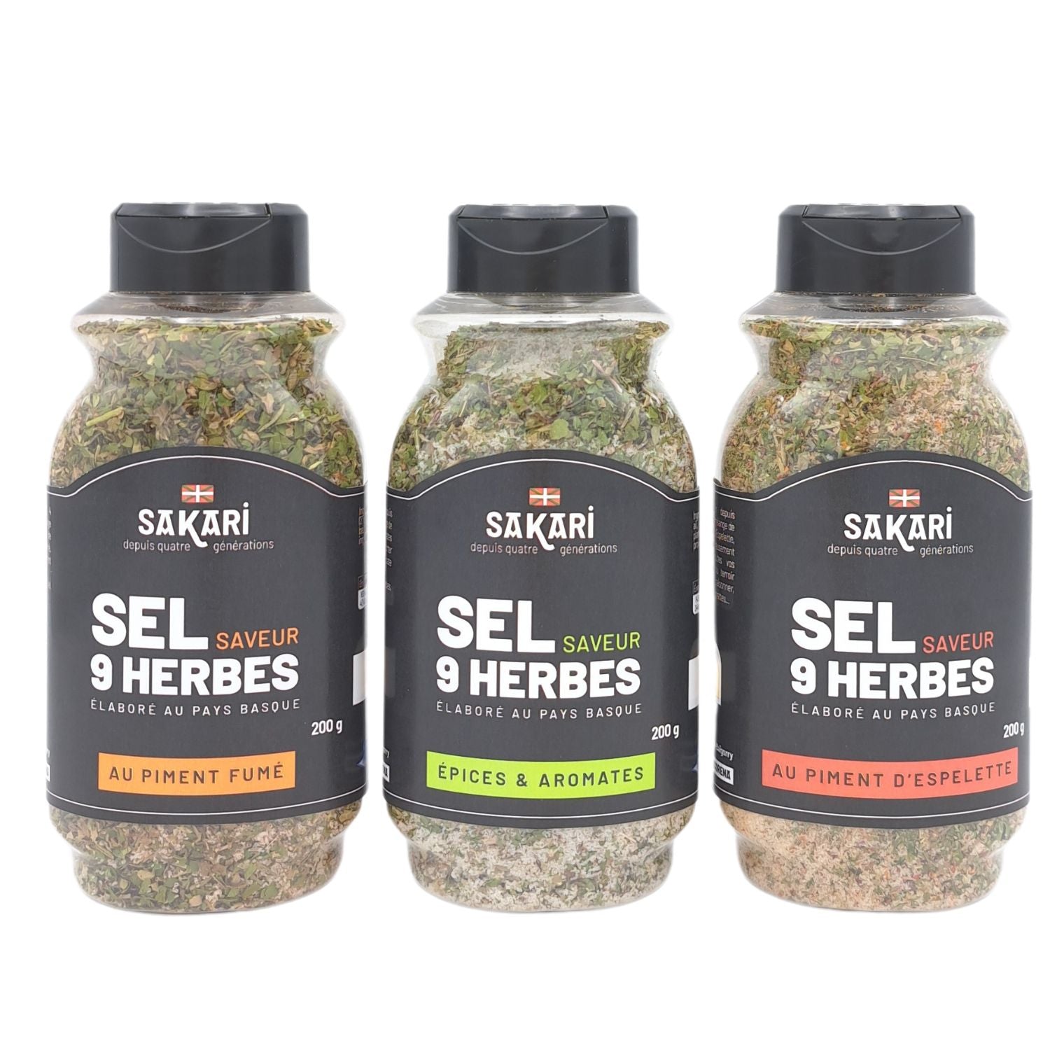 Lot de 3 sels Saveur 9 herbes Sakari