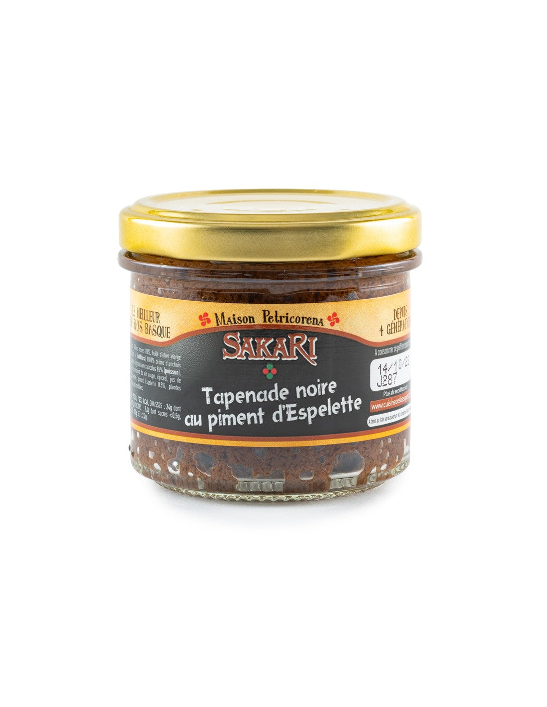 Tapenade noire au piment d'Espelette, 90 g DATE COURTE 10/26