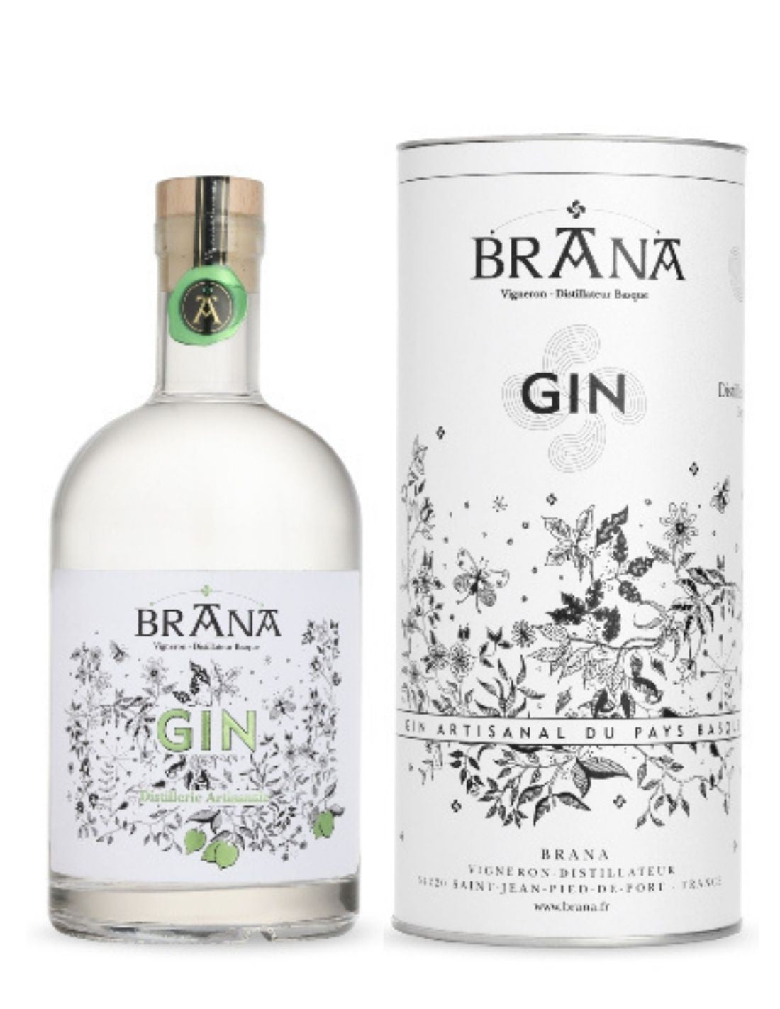 Gin artisanal au citron vert Brana 50 cl